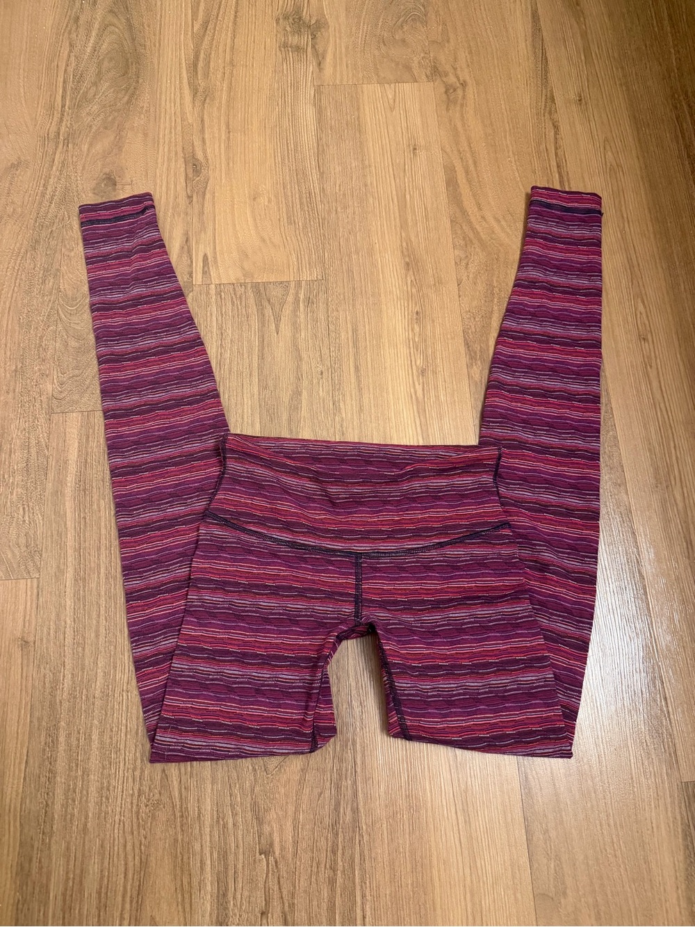 Lululemon Wunder Under Geometric Striped Leggings in Purple and Pink